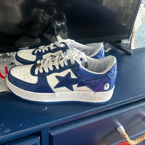 Bape Navy and White Star Sneakers work once - Picture 1 of 4